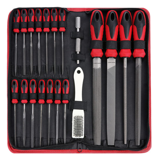 57-Piece Metal & Wood File Rasp Set, T12 Alloy Steel, 4 Large Files, 14 Needle Files, Electric Files, Brush & 36 Emery Papers