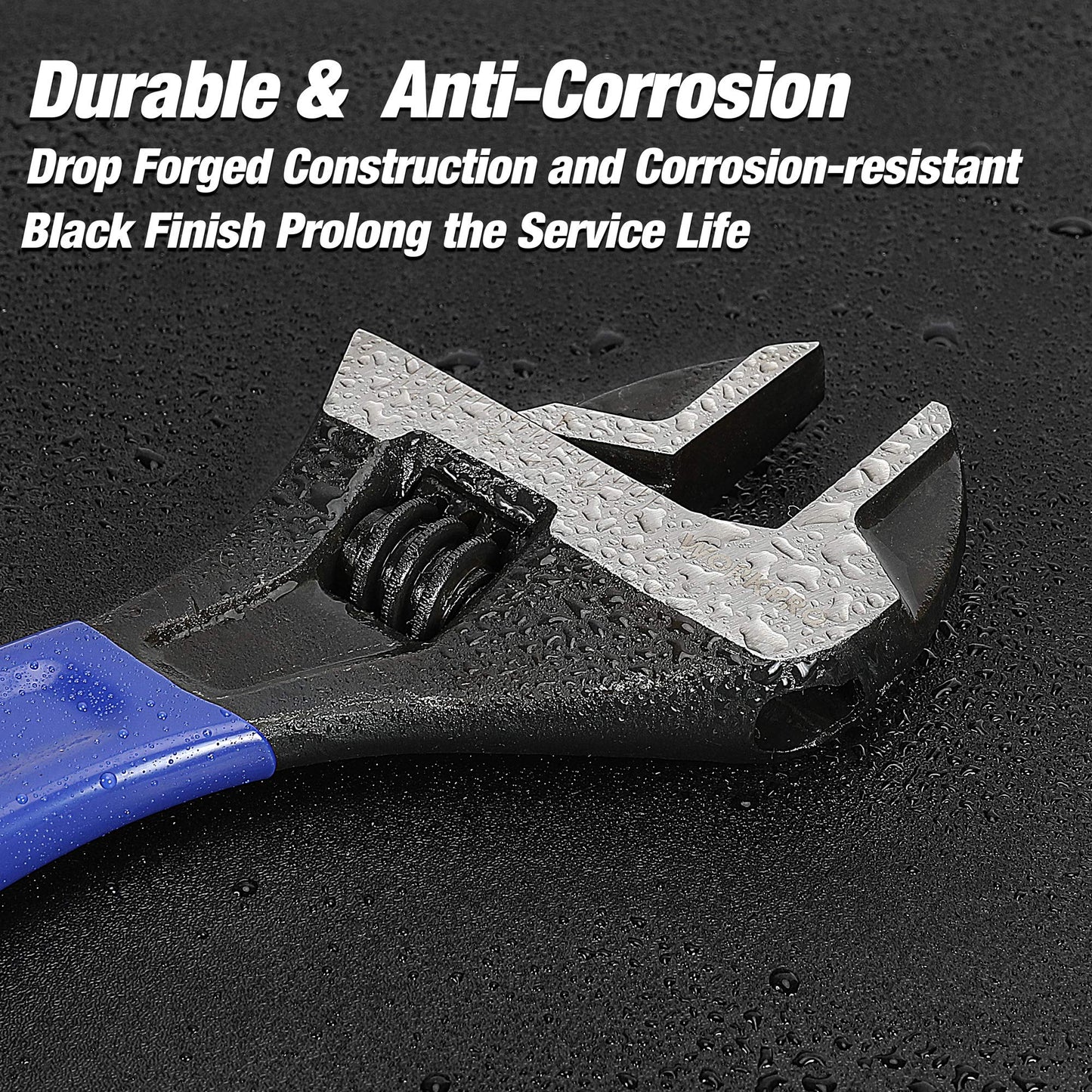 WORKPRO 2-Piece Adjustable Wrench Set, 6" & 10" Black Oxide Cr-V Steel, Metric & SAE, Max Jaw 15/16" & 1-5/16", Home & Garage Use