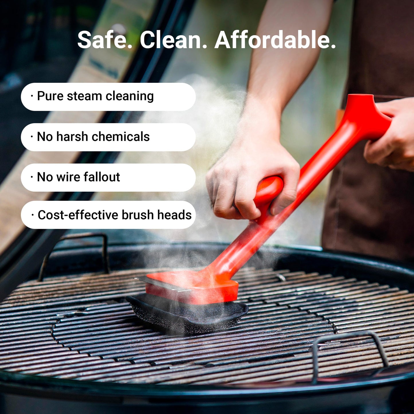 ThermoMaven BBQ Bristle-Free Steam Grill Brush - Safe Grill Cleaning Accessories with Scraper for Charcoal/George Foreman/Weber/Gas/Outdoor Grill