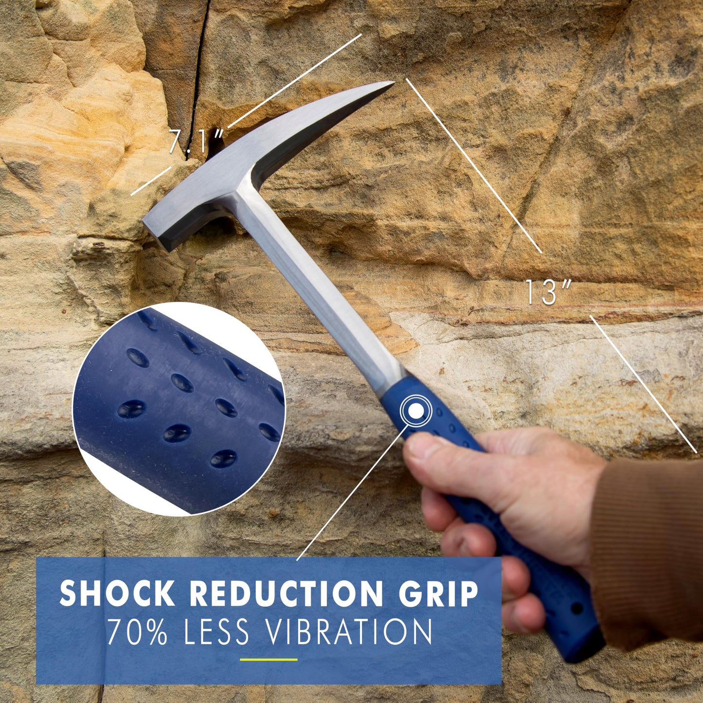 ESTWING Rock Pick - 22 oz Geology Hammer with Pointed Tip & Shock Reduction Grip - E3-22P