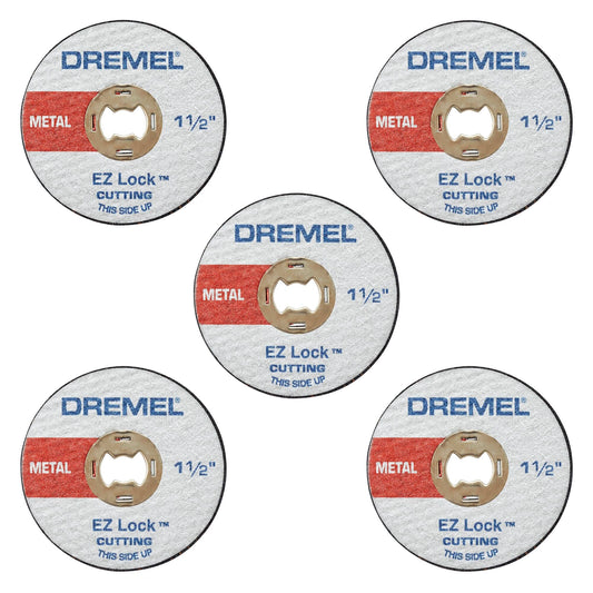 Dremel EZ456 1.5" EZ Lock Fiberglass Cut-Off Wheels for Rotary Tools, Medium, Red, 5-Pack, Metal Cutting Disc