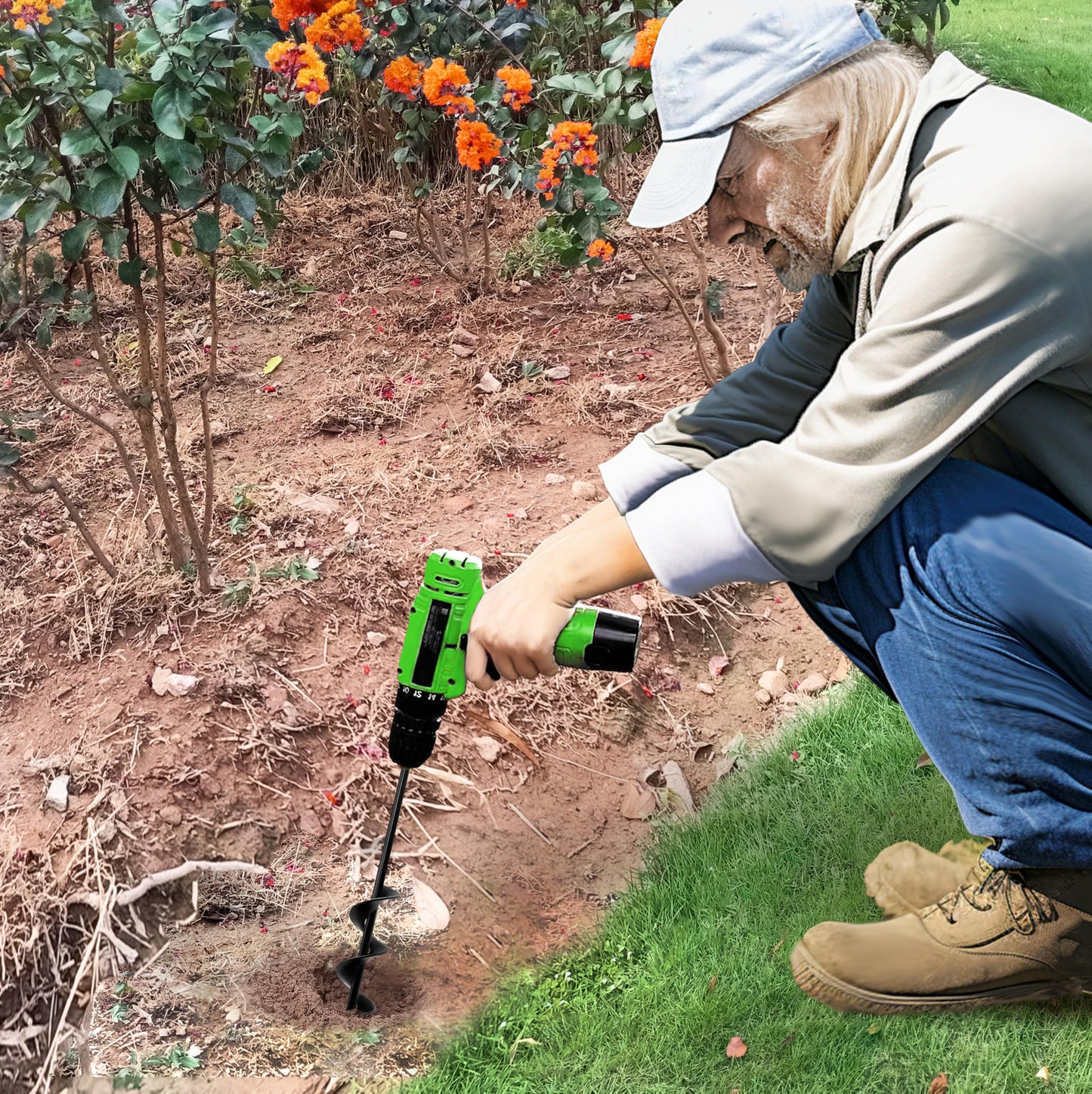 SORANGEUN 1.6" x 16.5" Auger Drill Bit for Planting, Bulb Planter Tool for Cordless Drill, 3/8" Hex Drive