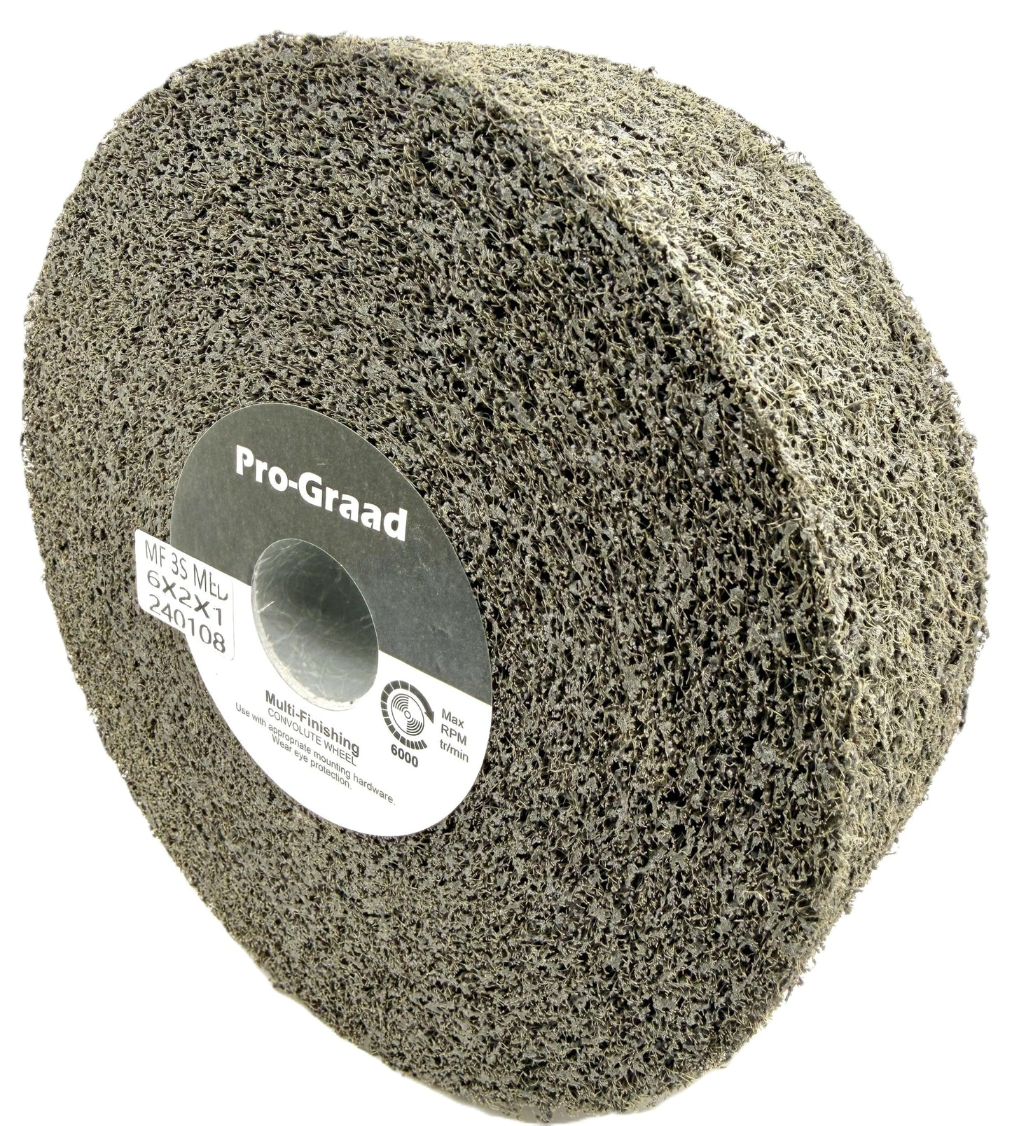 Pro-Graad Multi-Finishing Wheel – 6” x 2” x 1” 3S Medium Grit Silicon Carbide - Stainless Steel Finishing Convolute Wheel – for #4 Finish - 1 Pack